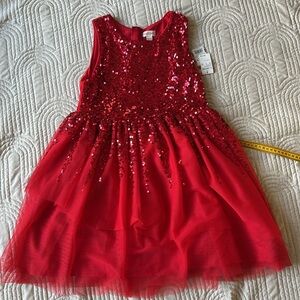 NWT Cat and Jack 10/12 red sleeveless dress. Sequins w/tulle. Retail 28
